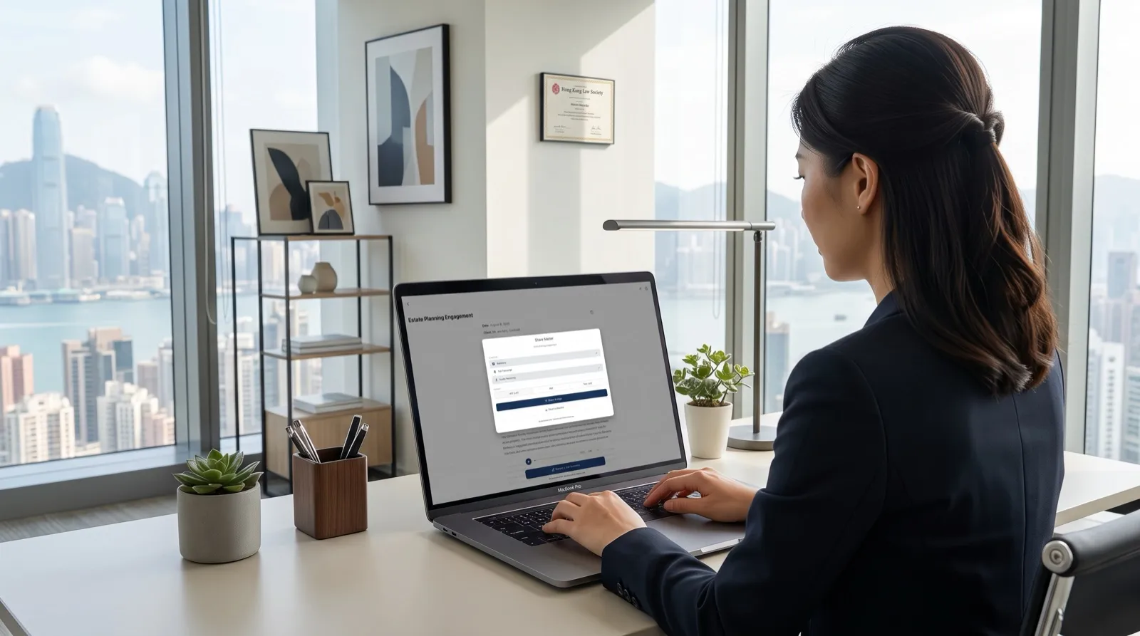 Lawyer reviewing exported legal File Notes and integrating client consultation records with practice management software on an iPad and laptop